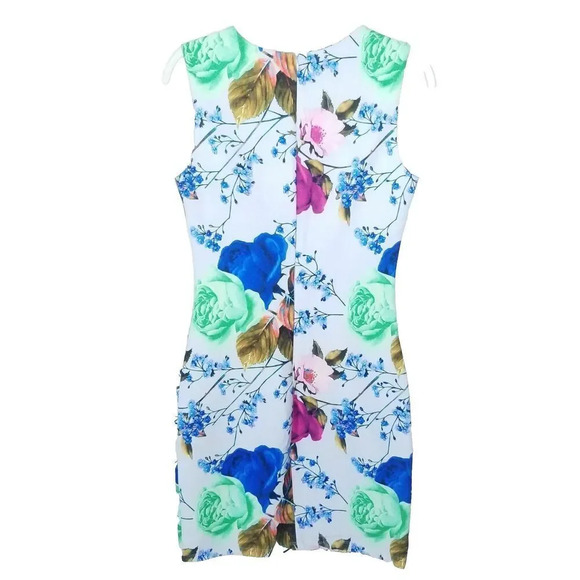 Iconic V&K Studio Floral Bodycon multicolor mini dress Women's size Medium - Picture 2 of 11
